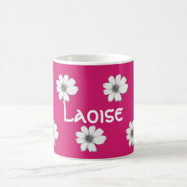 Caneca De Café Nome Personalizado Fuscia Rosa