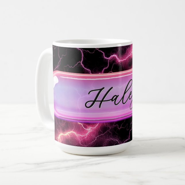 Caneca De Café Nome Personalizado Garota Poder Vidro | Personaliz (Frente Esquerda)