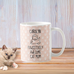 Caneca De Café Nome Personalizado Gato Fantástico Pawsitivamente