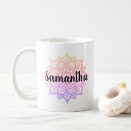 Caneca De Café Nome Personalizado Girly Pastel Mandala Mug