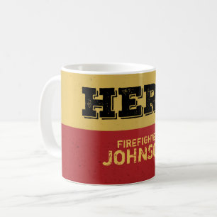 Caneca De Café Nome Personalizado, Herói do Bombeiro