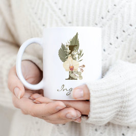 Caneca De Café Nome Personalizado I Boho Floral Orchid Greenery