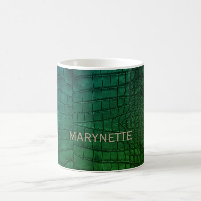 Caneca De Café Nome personalizado Impressão de couro crocodilo ve (Centro)