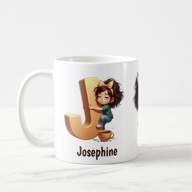Caneca De Café Nome Personalizado & J Sonolento Manhã Xadrez Pers (Esquerda)