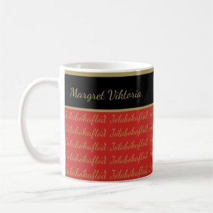 Caneca De Café Nome Personalizado Jólabókaflóð Red Black