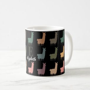 Caneca De Café Nome Personalizado Llama Alpaca Retro Presente Per