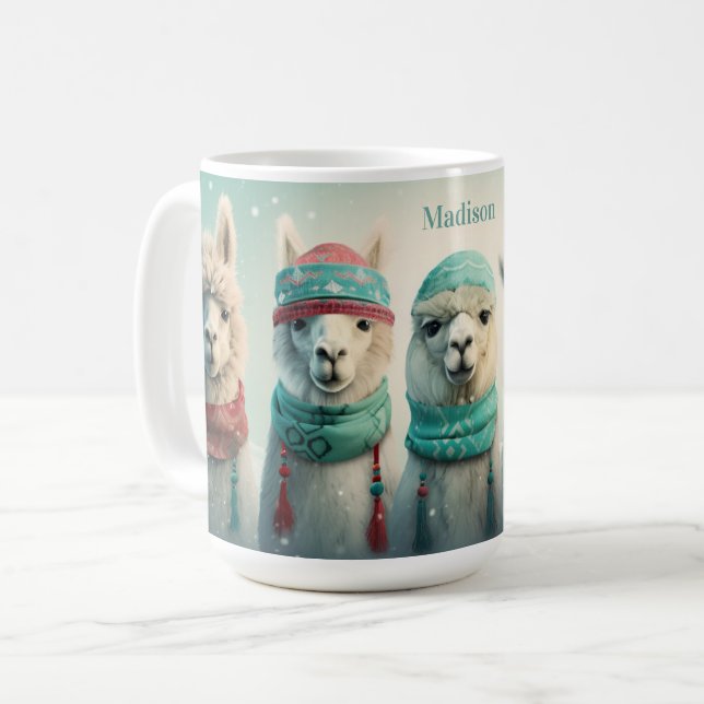 Caneca De Café Nome Personalizado Llamas de inverno (Frente Esquerda)