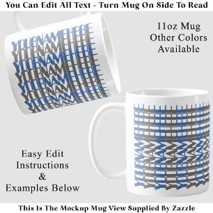 Caneca De Café Nome Personalizado Longo Azul Mensagem Oculta Cust