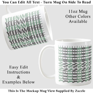 Caneca De Café Nome Personalizado Longo Personalizado Verde Mensa