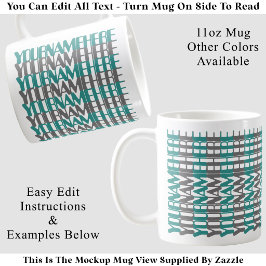 Caneca De Café Nome Personalizado Longo Teal Mensagem Oculta Pers