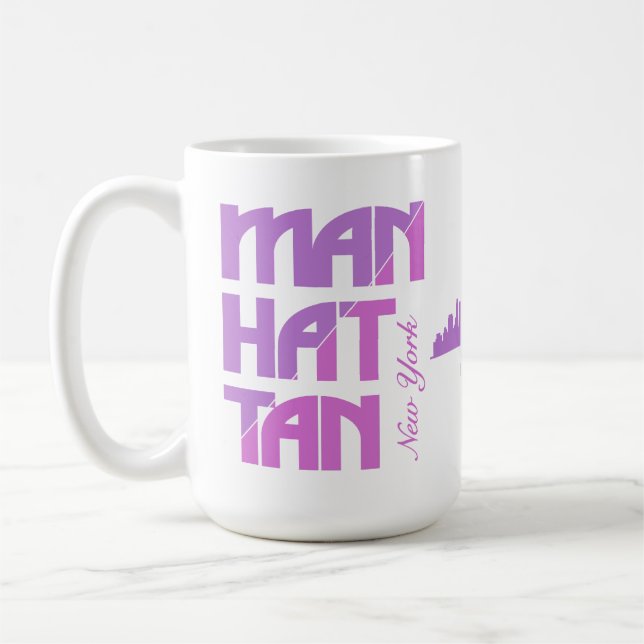 Caneca De Café Nome Personalizado Manhattan Nova York (Esquerda)
