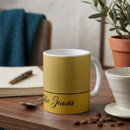 Caneca De Café Nome personalizado minimalista em textura dourada