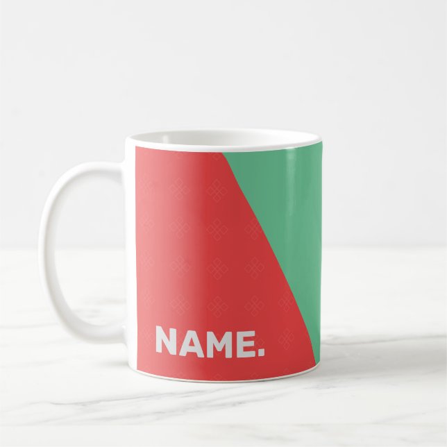 Caneca De Café Nome personalizado mínimo do coral e da menta (Esquerda)