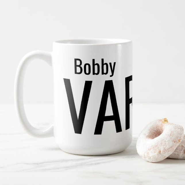 Caneca De Café Nome Personalizado Moderno e Ousado (Com Donut)