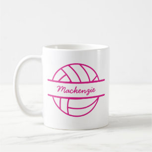 Caneca De Café Nome Personalizado Monograma Voleibol