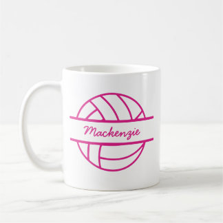 Caneca De Café Nome Personalizado Monograma Voleibol