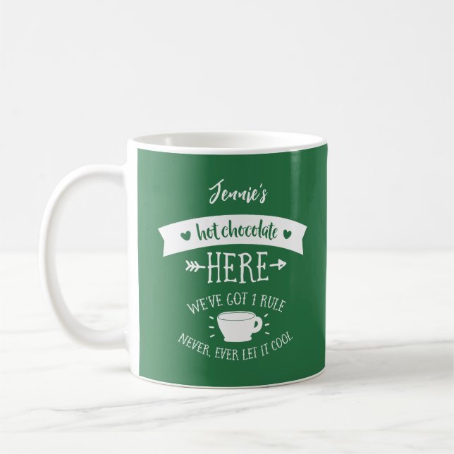 Caneca De Café Nome Personalizado Mug de Chocolate Quente Verde (Esquerda)