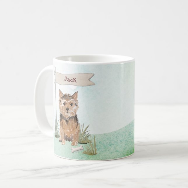 Caneca De Café Nome Personalizado Norfolk Terrier Pet Dog (Frente Esquerda)