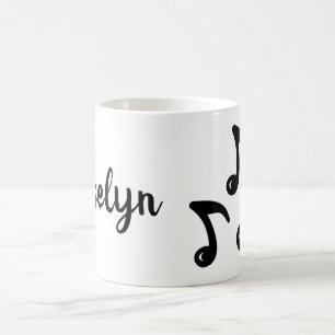 Caneca De Café Nome Personalizado Notas Musicais Legal Gráfico d