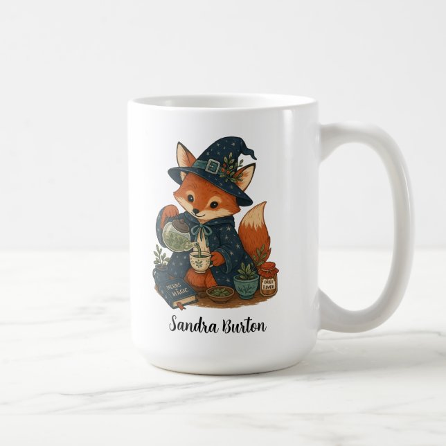 Caneca De Café Nome Personalizado ou Texto com Chá de Raposa  (Direita)