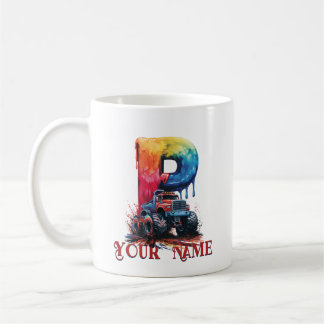 Caneca De Café Nome Personalizado 'P' Mod Splatter Monstrous Truc