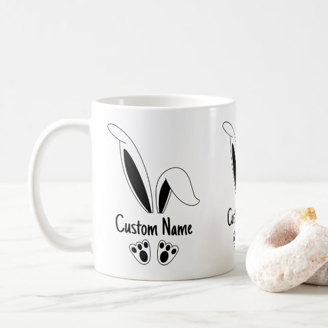 Caneca De Café Nome Personalizado Páscoa Coelhinha (Com Donut)