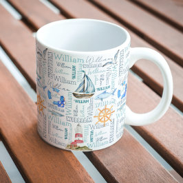 Caneca De Café Nome personalizado Pastel navegação marítima náuti