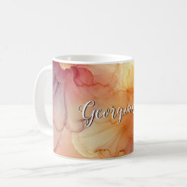 Caneca De Café Nome Personalizado Peach Raspberry Álcool Floral A