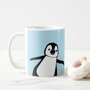 Caneca De Café Nome Personalizado - Pequim Pinguim Cortante, azul
