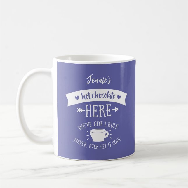 Caneca De Café Nome Personalizado Perwinkle Hot Chocolate Mug (Esquerda)