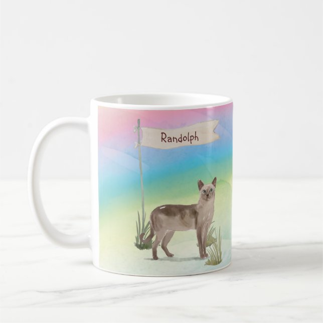 Caneca De Café Nome Personalizado Pet de Gato Tonquinês (Esquerda)