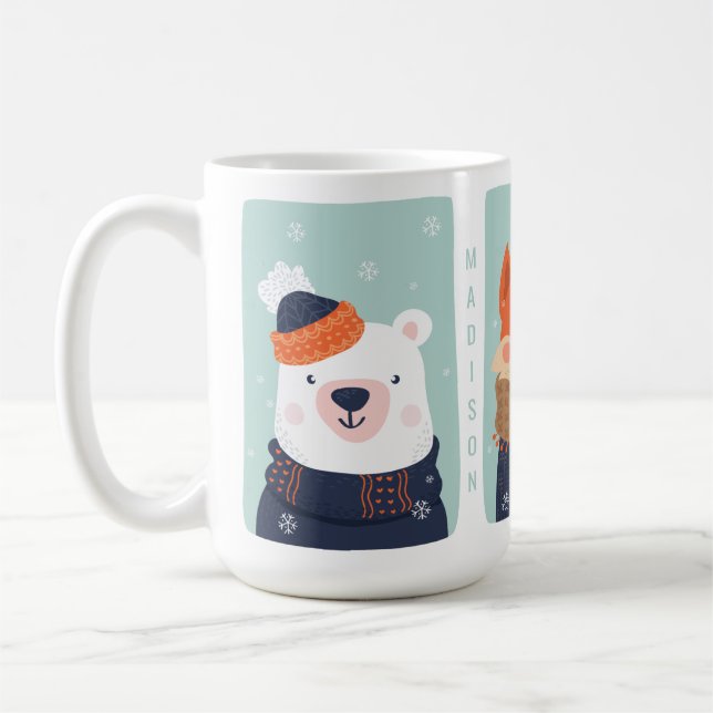 Caneca De Café Nome personalizado Praça dos animais de inverno 1/ (Esquerda)
