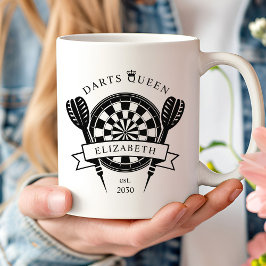 Caneca De Café Nome personalizado preto e branco Dark Queen Coffe