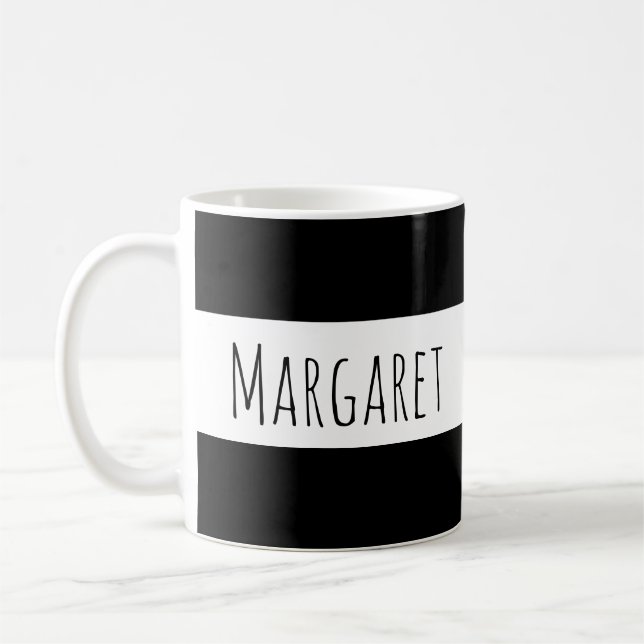 Caneca De Café Nome personalizado preto personalizado (Esquerda)