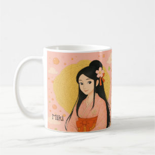 Caneca De Café Nome personalizado Princesa quimono japonesa da me