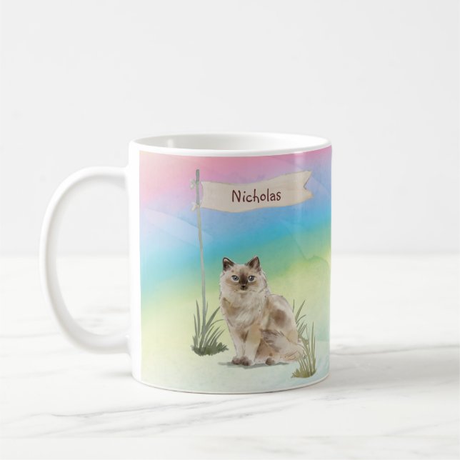 Caneca De Café Nome Personalizado Ragdoll Cat Pet (Esquerda)