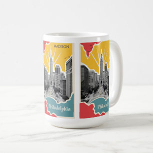 Caneca De Café Nome Personalizado Retro Philadelphia