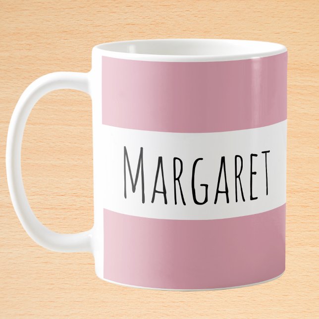 Caneca De Café Nome Personalizado Rosa Personalizado (Criador carregado)