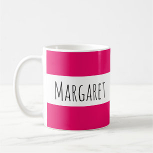 Caneca De Café Nome Personalizado Rosa Quente Personalizado