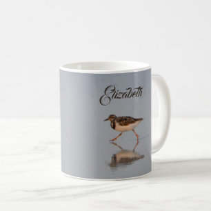 Caneca De Café Nome personalizado Sandpiper Beach Bird Natureza F