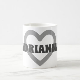 Caneca De Café Nome Personalizado Simple Cinza Heart Outline