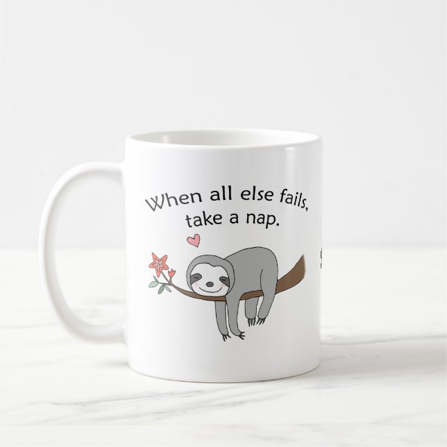 Caneca De Café Nome Personalizado Sloth Engraçado Sloth Sap Cote  (Esquerda)