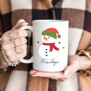 Caneca De Café Nome personalizado Snowman Presente de Natal para