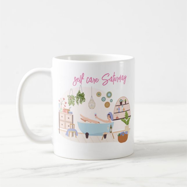 Caneca De Café Nome Personalizado Spa Self-Care Sábado (Esquerda)