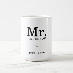 Caneca De Café Nome Personalizado "Sr. Est" Minimalista Moderno