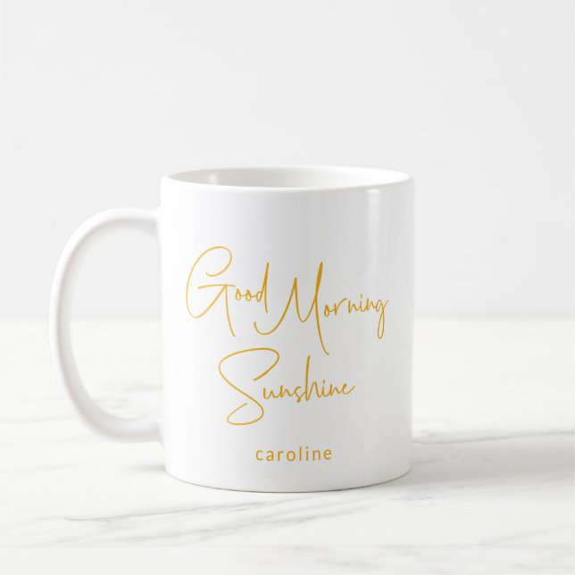 Caneca De Café Nome Personalizado Sunshine Morning Moderno (Esquerda)