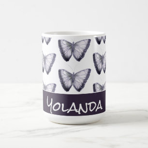 Caneca De Café Nome Personalizado Trendência Bonita Bela Borbolet