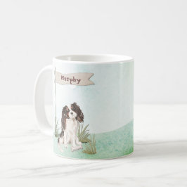 Caneca De Café Nome personalizado Tri Color King Charles Spaniel