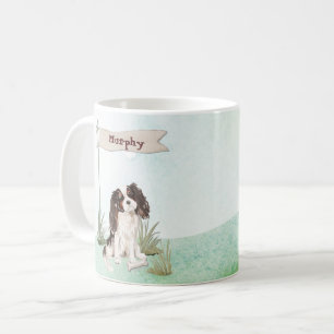 Caneca De Café Nome personalizado Tri Color King Charles Spaniel