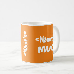 Caneca De Café Nome Personalizado Trio Orange White Mug